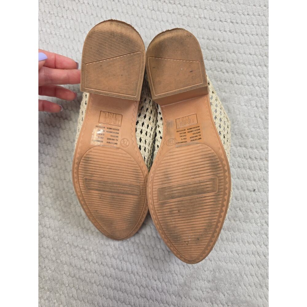 Time & Tru Booties Womens Size 7.5 Ivory Woven Block Heel Mule Slip On Open Back - Picture 7 of 10